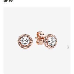 Pandora Rose Gold Round Sparkle Halo Stud Earrings